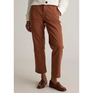 Quince brown stretch‎ twill cotton wide leg crop pants Sz 27 Casual Preppy